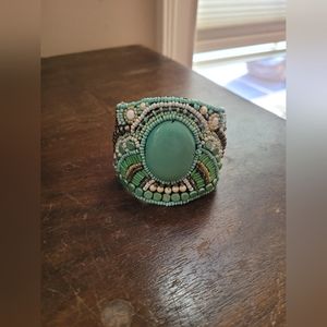 NEW Beaded Teal, White, & Green Bracelet